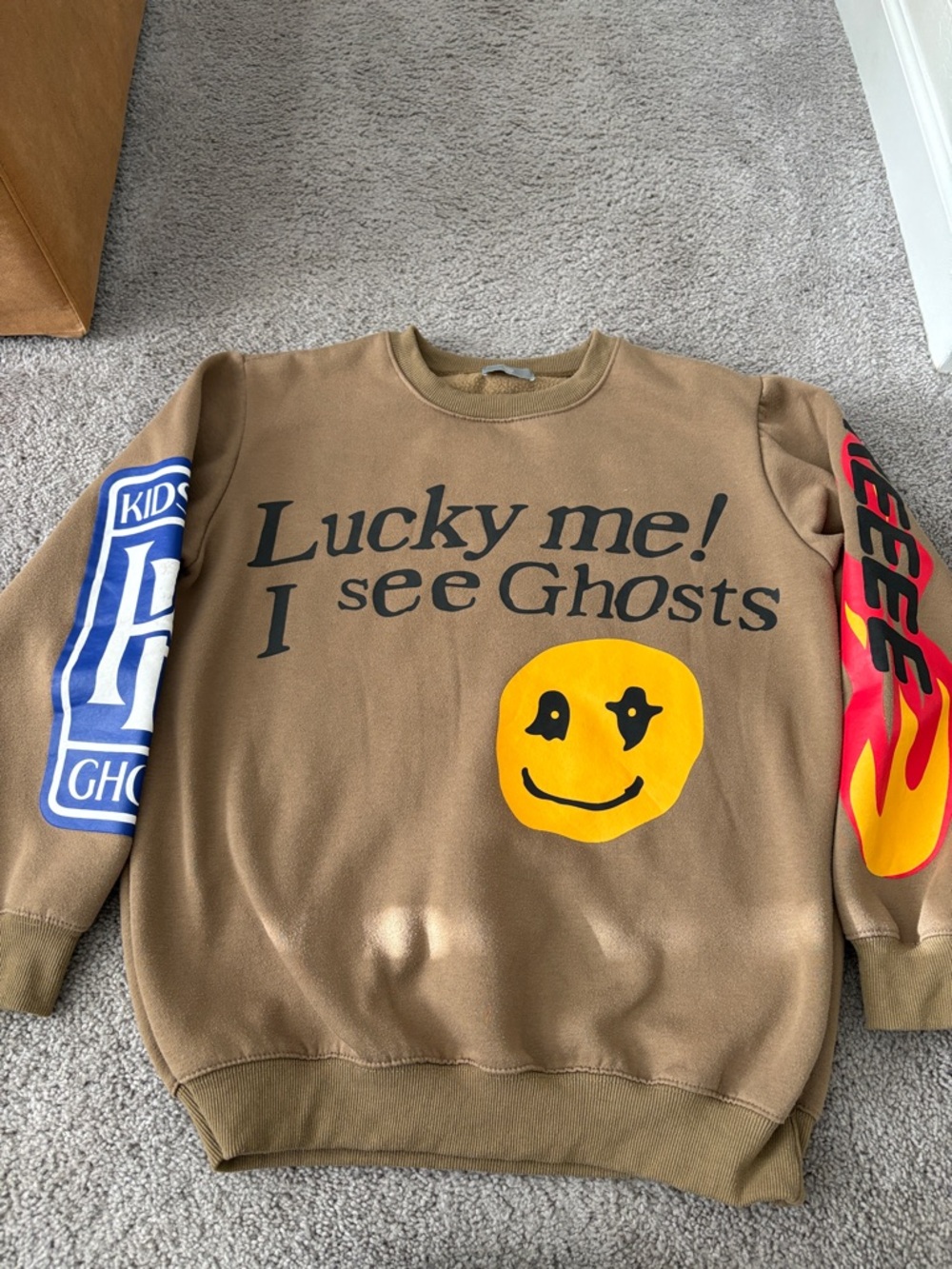 Lucky Me! I See Ghosts Graphic Crewneck Sweater - Brown